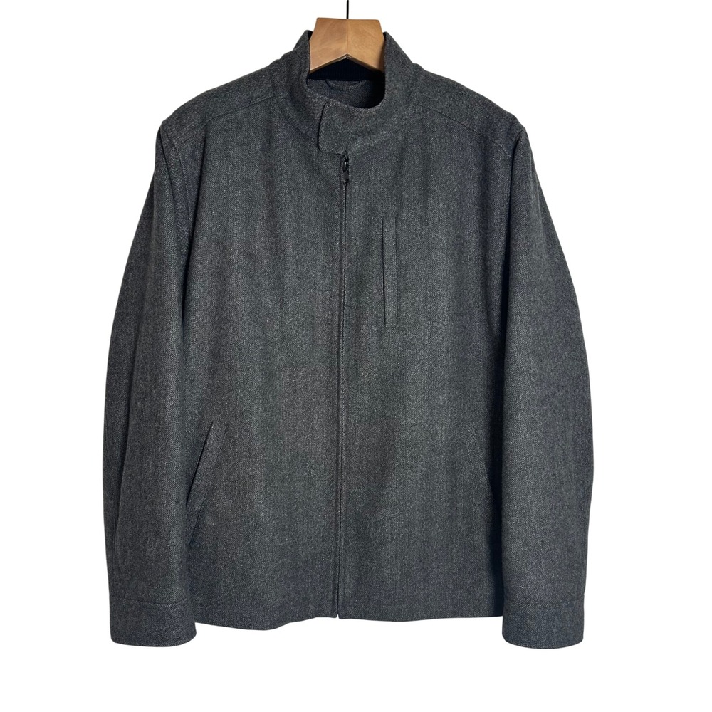 Banana Republic Wool Blend Full Zip Jacket Gray Textured Mock Neck 216681 Men XL